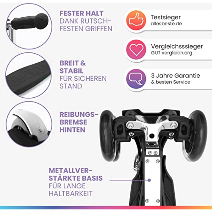 Fun Pro ONE Roller, Scooter für Kinder, Tretroller mit LED-Räder, klappbar, für Kinder von 3-6 Jahren – Bild 2