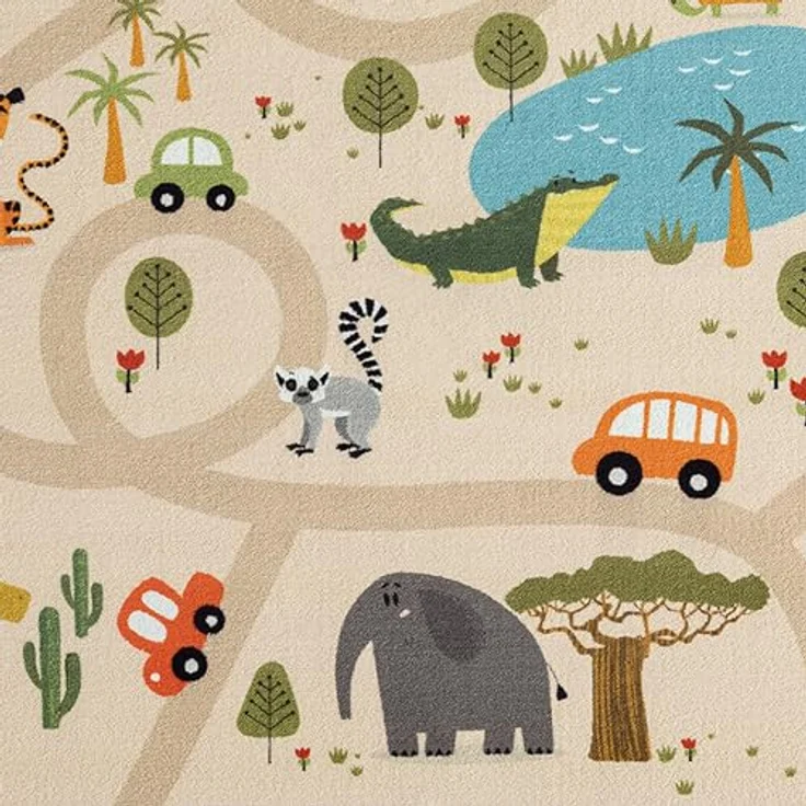 Teppich-Traum Kinderteppich Spielteppich Safari, rutschfest, beige, 160 x 220 cm, schadstofffrei, für Fußbodenheizungen geeignet – Bild 3