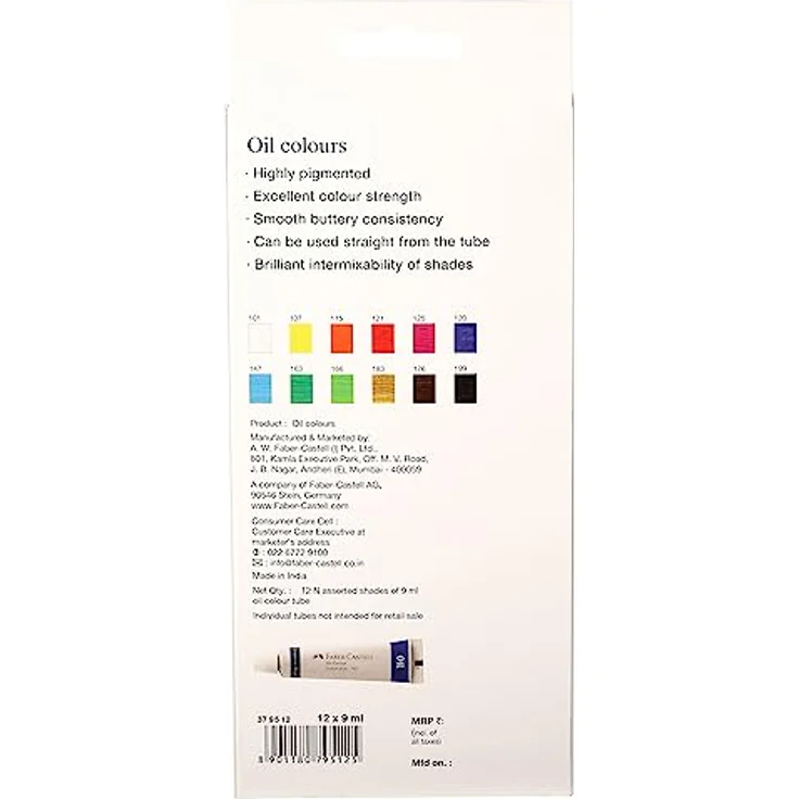 Faber-Castell FC379512 Ölfarben, 12 Farben, 9 ml, hohe Pigmentierung und butterartige Konsistenz – Bild 3