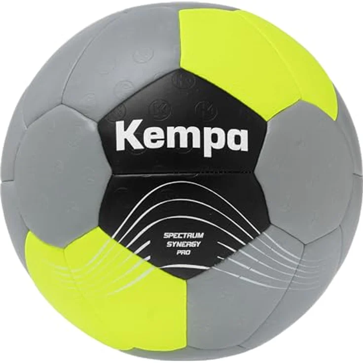 Kempa Spectrum Synergy Pro Handball, Größe 3, optimaler Grip, formstabile Latexblase, grau/Fluo gelb – Bild 1