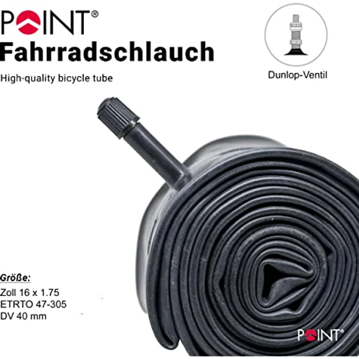 Point Fahrradschlauch ETRTO 47/57-559- Ventil DV, schwarz, 26 x 1,75/2.125, 02019005 – Bild 2