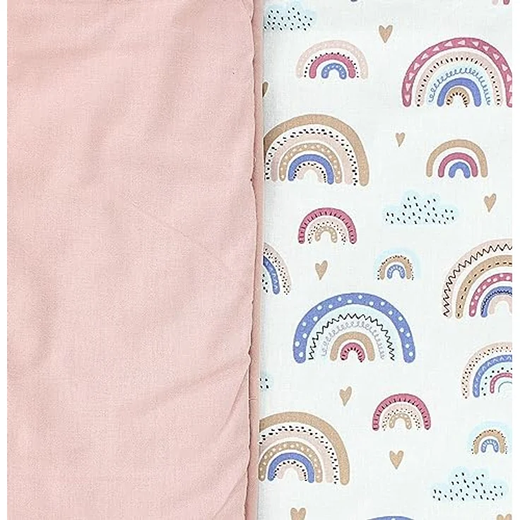 TupTam Krabbeldecke XXL 120x120 cm, gepolsterte Spieldecke aus 100% Baumwolle, OEKO-TEX, weich & hautfreundlich, Farbe: Regenbogen Blau Rosa – Bild 5