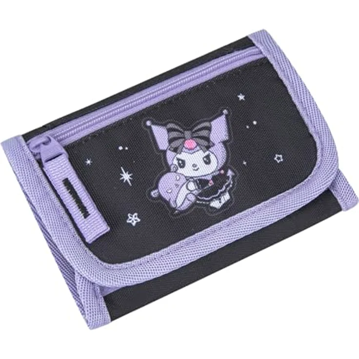 Baagl Brustbeutel Kinder Geldbörse Mädchen Mini - Kuromi Fortune Dream, mit verstellbarem Umhängeband und separater Münztasche, 14 × 10 cm, aus robustem recyceltem Polyester – Bild 1