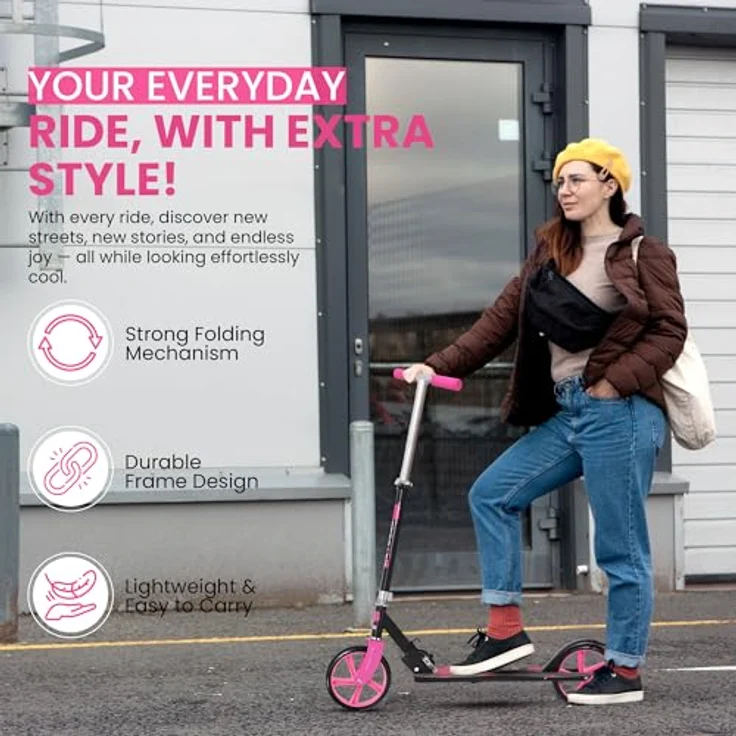 Europebazar Habib Kickroller mit 205mm XXL Rädern, klappbar, bis 100 kg, blau – Bild 5