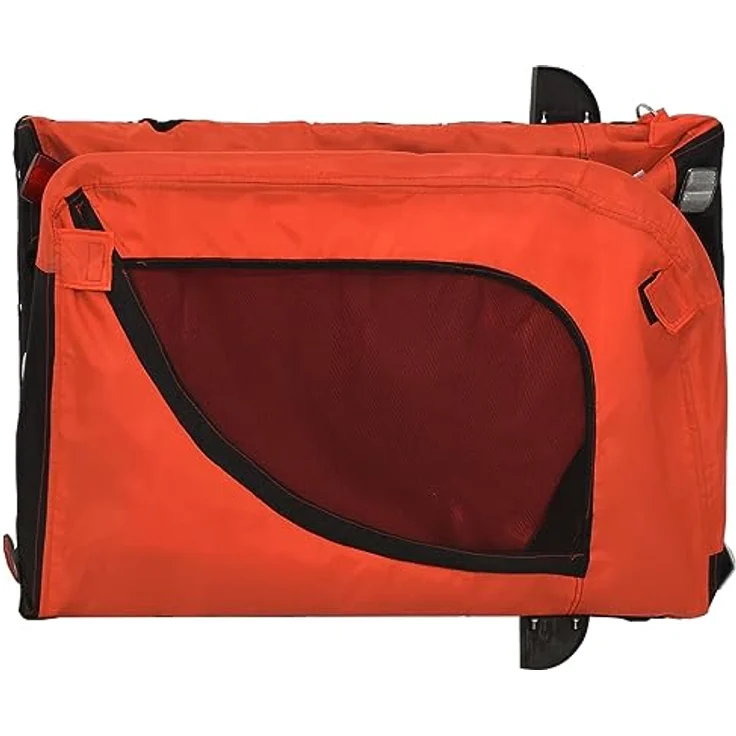vidaXL Fahrradhundeanhänger Fahrradanhänger Hunde Orange und Schwarz Oxford-Gewebe & Eisen, robust mit PVC-Dach und Reflektoren – Bild 9