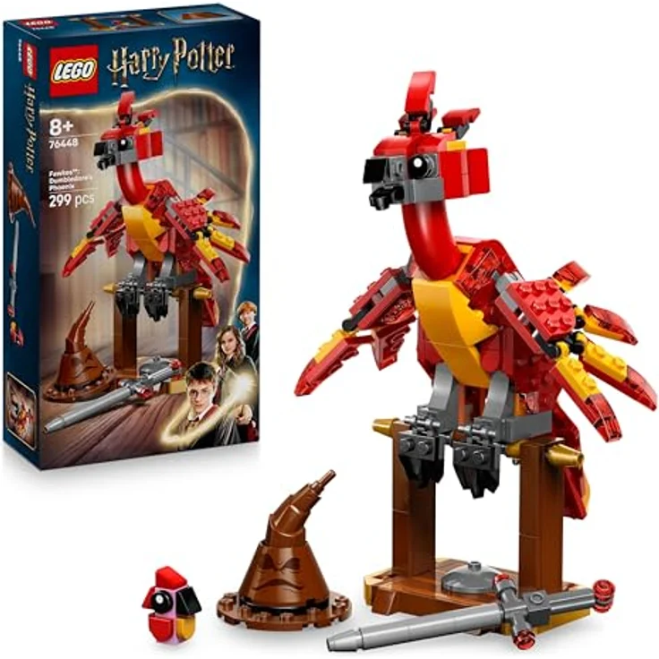LEGO Harry Potter 76448, Fawkes - Dumbledores Phönix, 299 Teile, bewegliche Figur, Zubehör und Mini-Figur von Baby Fawkes, ab 8 Jahre – Bild 1