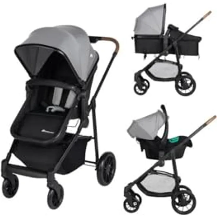 Bebeconfort Haze Trio, Kinderwagen 3-in-1 Komplettset, i-Size-Babyschale, leicht und kompakt, Tinted Grey