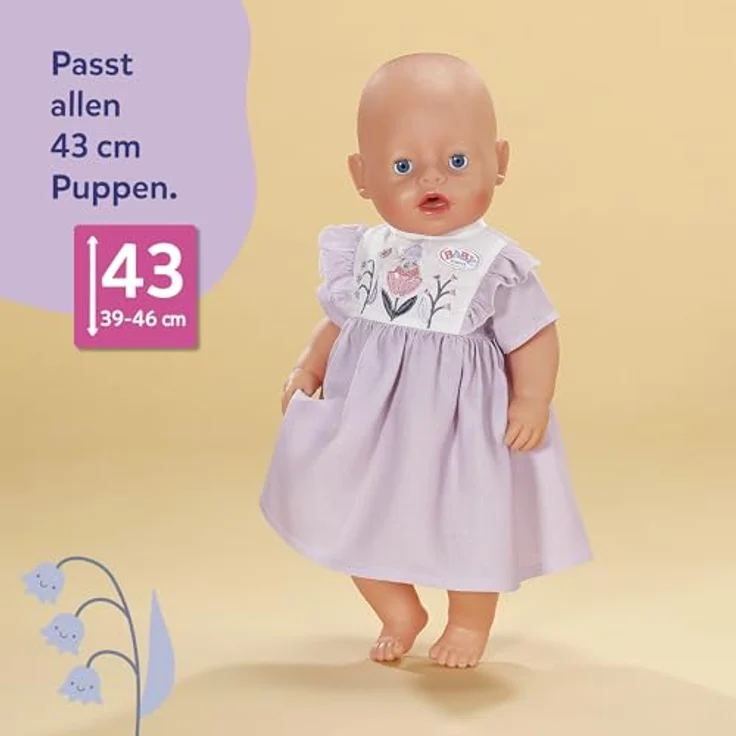 BABY Born Kleid mit Stickerei im Waldmotiv für 43 cm Puppen, kinderleicht an- und auszuziehen, zartes Design für Naturfreunde – Bild 5