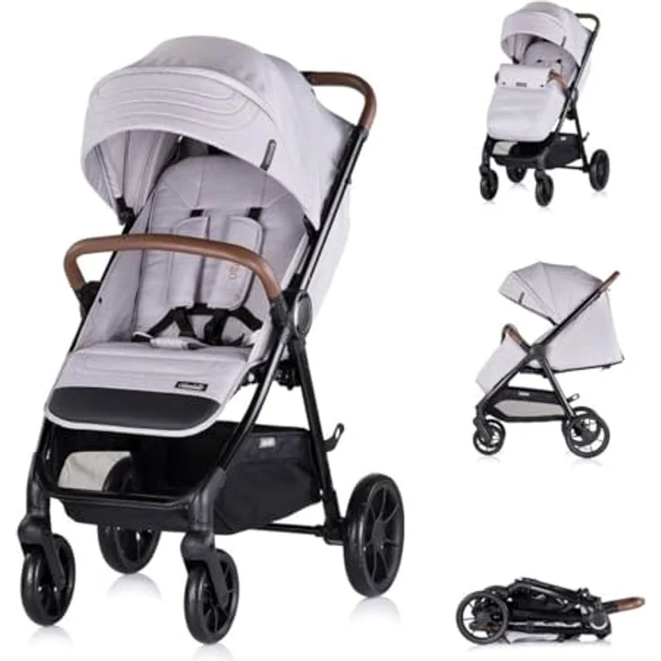 Chipolino Kinderwagen Ultera Buggy klappbar Korb Federung Hinterradbremse Gurt, grau – Bild 1