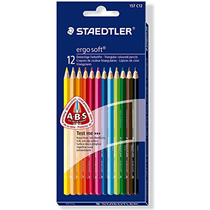 STAEDTLER Buntstift 12 ergosoft® 157 Buntstifte farbsortiert, leuchtende Farben, ergonomisches Design und Anti-Bruch-System – Bild 2