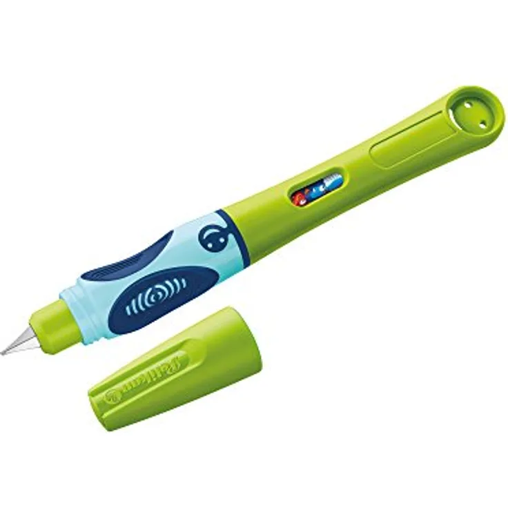 Pelikan griffix® 4 Füllfederhalter, ergonomischer Schreiblernfüller für Links-, grün, mit robuster Edelstahlfeder