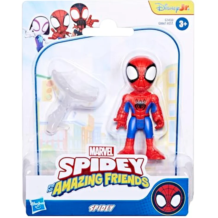 Spidey and his Amazing Friends Spidey ACSRY, 7,6 cm bewegliche Action-Figur mit abnehmbarem Netz-Accessoire, Rot, Blau, Grün – Bild 3