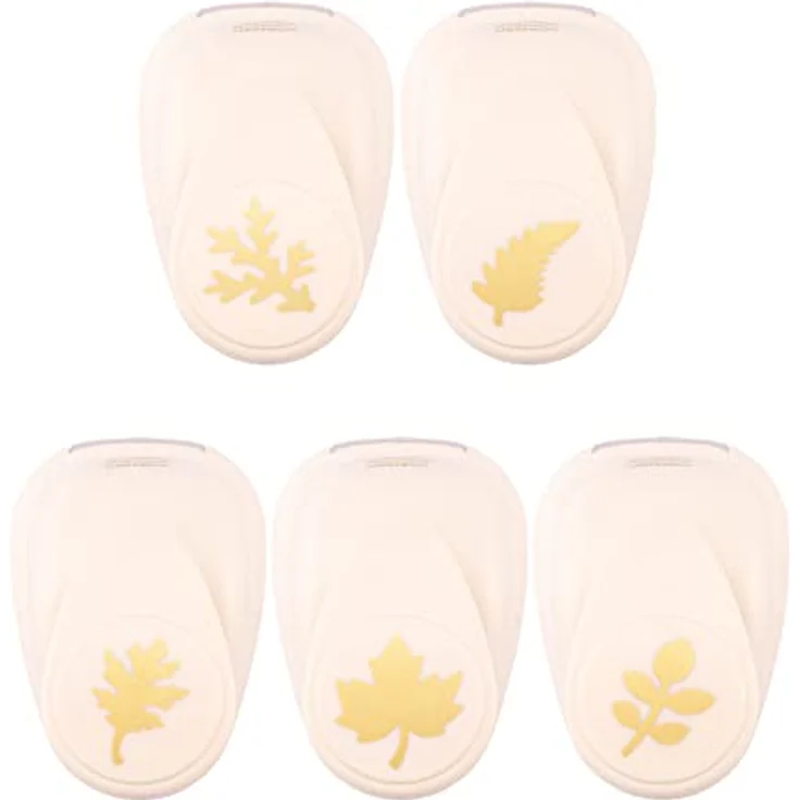 Vaessen Creative Motivstanzer Set, Herbst, 5 Stück, für Papier bis 250 g/m², Weiß-gold – Bild 1