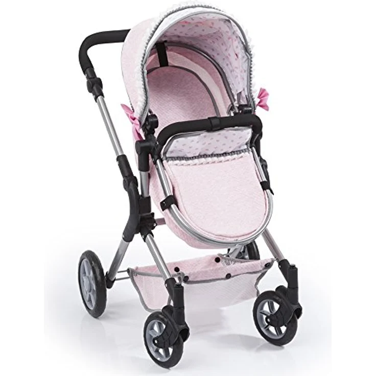 CLAUDIO REIG Puppenwagen Rosa, Cabrio-Kombi mit verstellbarem Griff, inklusive Kissen und Tasche – Bild 2