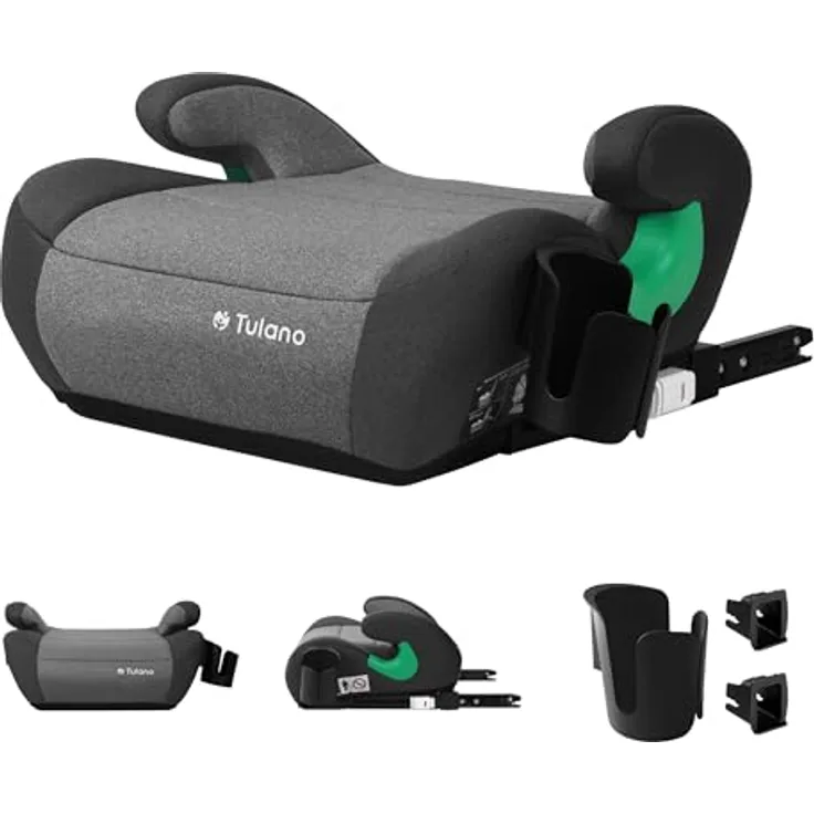 Tulano Cabby 35, Autositz für Kinder (ECE R129/i-Size Norm), grau, mit ISOFIX und abnehmbarer Polsterung