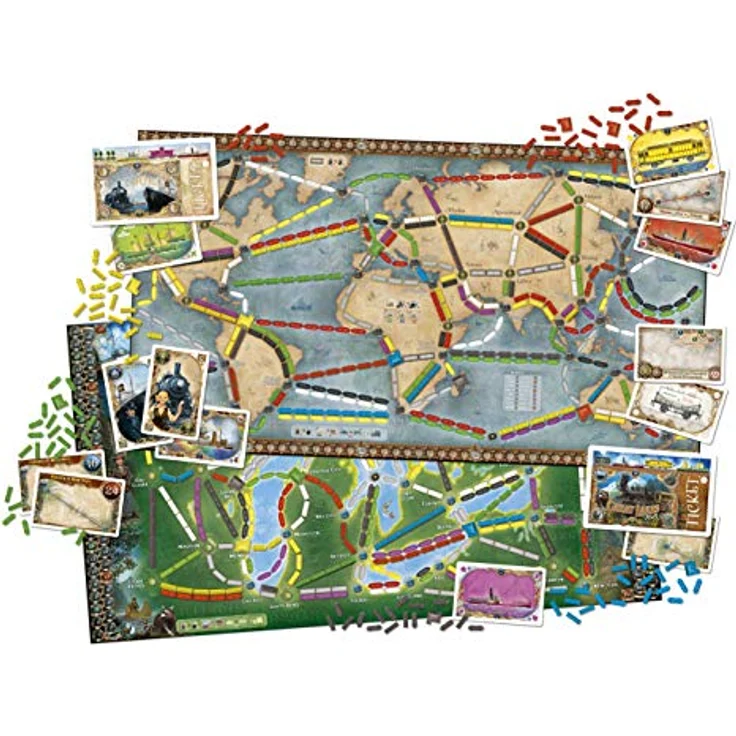 Enigma Ticket to Ride – Sails and Rails (Nordic), Brettspiel mit doppelseitigem Spielbrett, 165 Zugwagen und 250 Schiffen – Bild 4