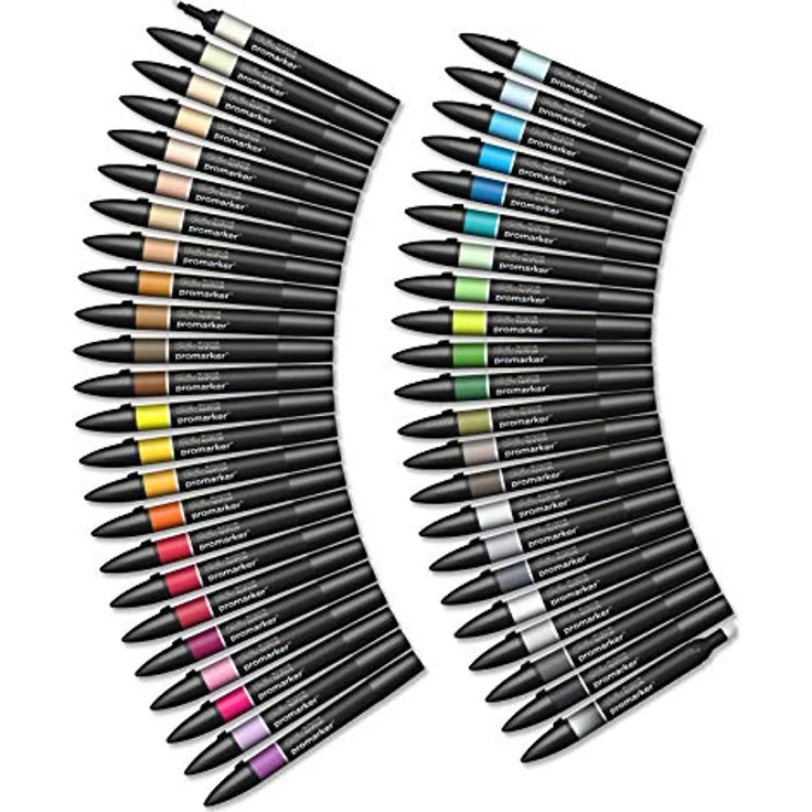 Winsor & Newton 290067 ProMarker Box , Professionelle Layoutmarker mit streifenfreier Farbadeckung - 2 Spitzen, fein und breit für Zeichnungen, Design und Layouts - 48 Farben Set, 1 stück (1er Pack) – Bild 2
