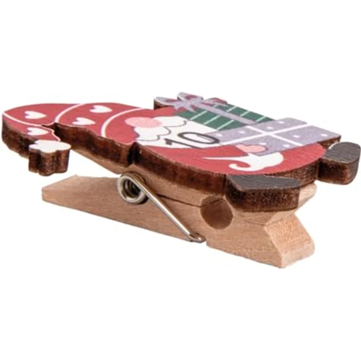 Rayher Adventszahlen Santa 1-24, FSC 100%, Holzklammern mit Juteschnur, Weihnachtsfarben rot-grün-weiß-grau, 46791000 – Bild 2