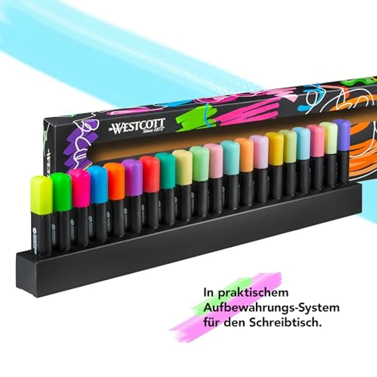 Westcott Textmarker Tischset 20 Stück in Neon und Pastell | Organisationssystem, 2-5 mm Strichstärke, Premium Tinte | E-744250 00 – Bild 5