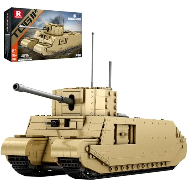 Reobrix TOG II Panzer Bausatz 77032, Militärmodell mit 1427 Teilen, lizenziert von World of Tanks, Maßstab 1:30, beweglicher Turm und detailreiche Struktur – Bild 1