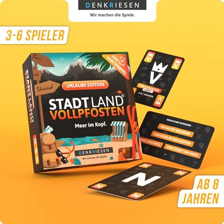 DENKRIESEN Stadt Land Vollpfosten® Das Kartenspiel – Urlaubs Edition | Ab 8 Jahren | 3-6 Spieler | Familienspiel – Bild 2