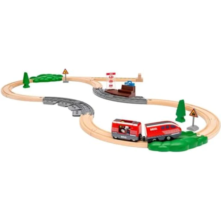 Brio 63610200 Schnellzug mit Rückziehmotor, 28-teiliges Spielzeugset inklusive Passagierwaggon und Zubehör – Bild 1