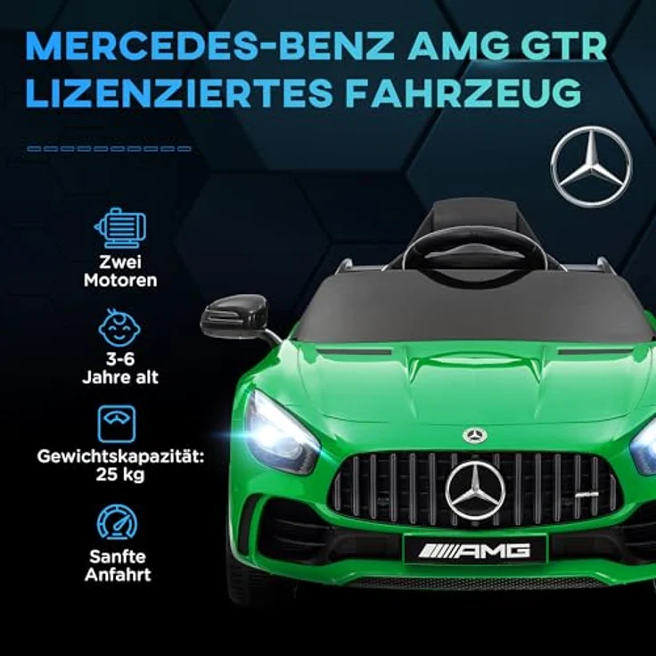 AIYAPLAY Kinder Elektroauto 12V Elektrofahrzeug mit 2,4G Fernbedienung, Lichten, Musik, Stützräder, 3-5 km/h, Kinderauto mit USB, MP3, Rückwärtsfunktion, Sanftstart, für Kinder 3-6 Jahre, Grün – Bild 3