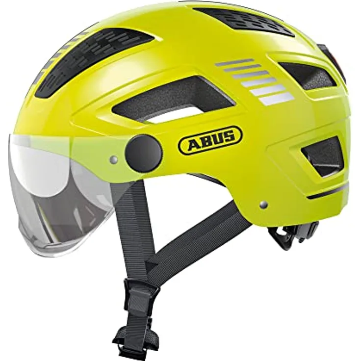 ABUS Stadthelm Hyban 2.0 ACE - Fahrradhelm mit Visier, Licht und ABS-Hartschale - für Damen und Herren - Gelb, Größe L