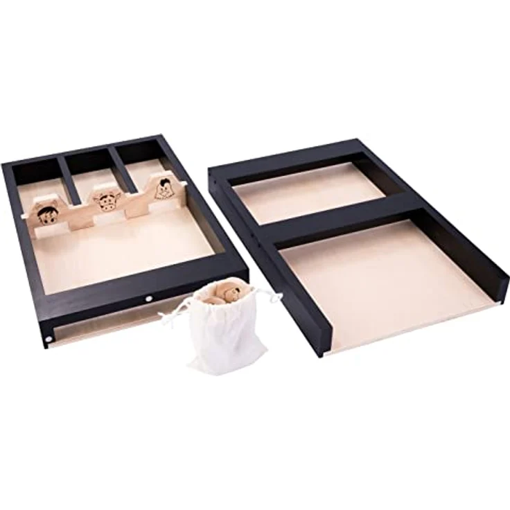 Engelhart Sjoelbak Spiel Bauernhof 80 cm - 2 Teilen für Kinder Holzen Scheiben - Holland Billard Shuffleboard Holz, Familienspiel aus Holz mit Farm-Motiv und 10 Pucks – Bild 3