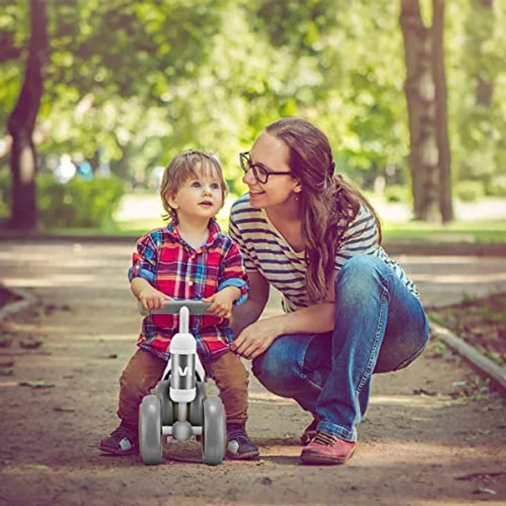 Kinder Laufrad ab 1 Jahr Balance Lauflernrad Spielzeug mit 4 Räder für 10 - 24 Monate Baby, Erst Rutschrad Fahrrad für Jungen Mädchen als Geschenke Silber – Bild 8