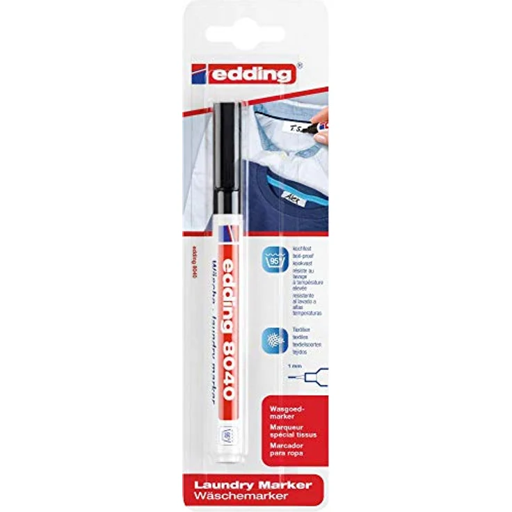 edding 8040 Wäschemarker - schwarz - 1 Stift - Rundspitze 1 mm - Textilstift waschmaschinenfest (95° C) zur Beschriftung von Kleidung - Textilmarker – Bild 2