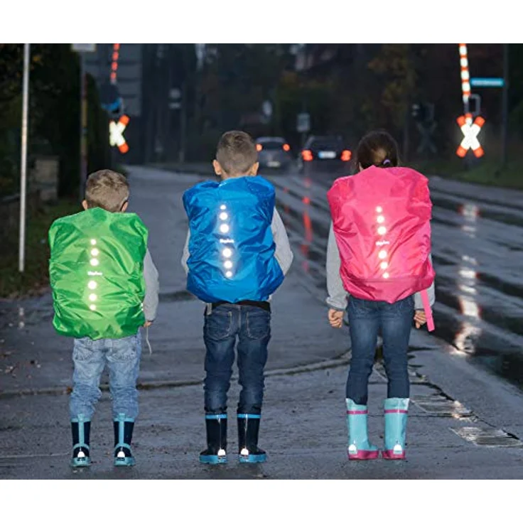 Playshoes Regenhülle, Regenschutz, Regenhaube für Schulranzen und Rucksäcke, Signalfarbe Grün M – Bild 6