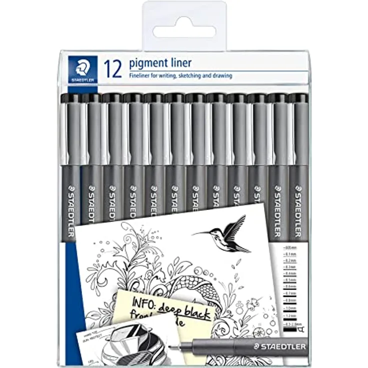 Staedtler Fineliner, pigmentierte Tinte, schwarz, dokumentenecht und radierbar, optimal für Zeichnungen und Skizzen