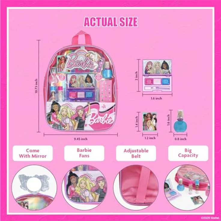Townley Girl Barbie Make-up Rucksack Set, inkl. Lippenbalsam, Nagellack, Haarbögen, 3+ für Partys und Sleepovers – Bild 3