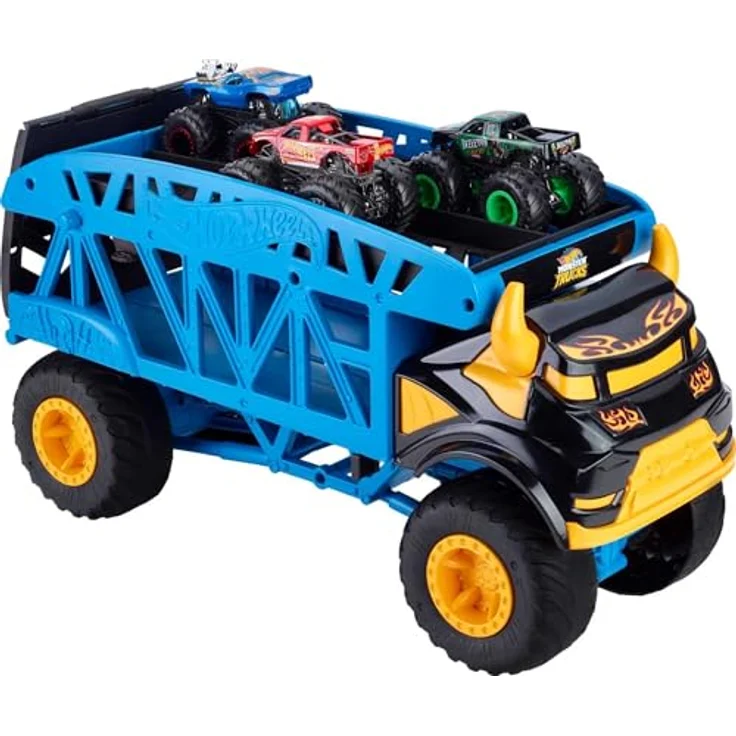 Hot Wheels Transportwagen Monster Trucks mit 3 Autos, Mehrfarbig (Mattel GGB64) – Bild 4