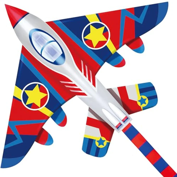 HONBO Fighter Plane Drachen, 58” Winddrachen für Kinder und Erwachsene, inkl. 60m Drachenschnur und Snap Swivel, ideal für den Strand – Bild 1