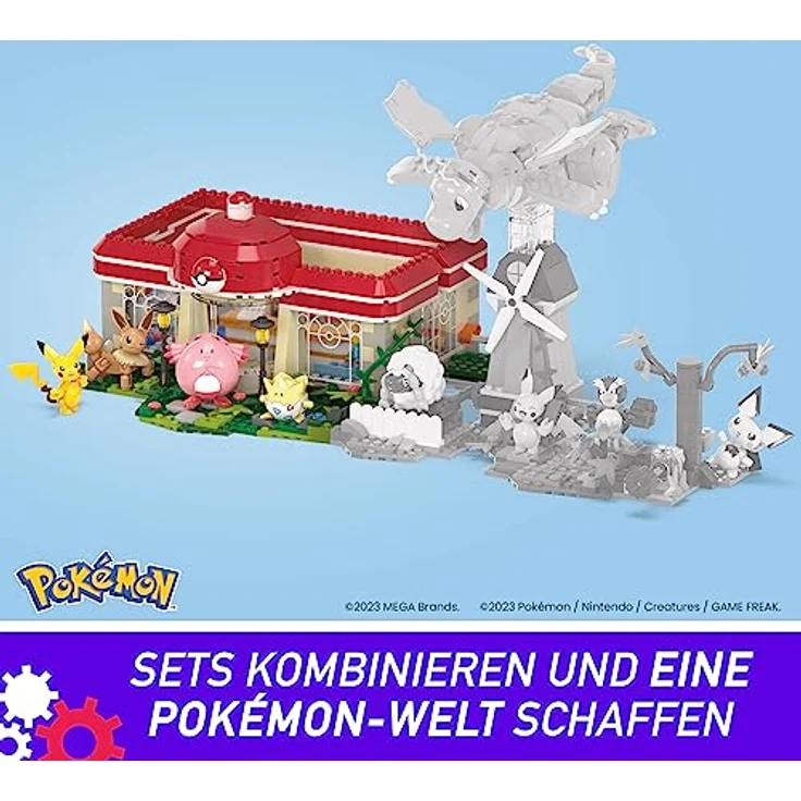 MEGA POKÉMON - 648-teiliges Bauset mit Pikachu, Chaneira, Evoli und Togepi - kombinierbar zu einer Pokémon-Welt mit sich bewegenden Elementen, für Kinder ab 7 Jahren, HNT93 – Bild 5