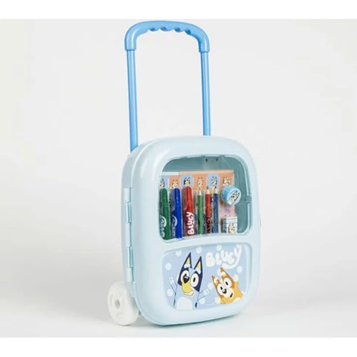 Bluey Farbkasten Zeichenkoffer, Trolley mit Buntstiften, Filzstiften, Wasserfarben und Zubehör – Bild 3