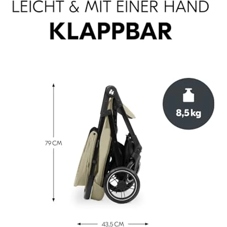 Hauck Kinderwagen Shop N Care, Klappbuggy bis 25 kg mit Liegefunktion, Getränkehalter und Snack Tablett, Klein Zusammenklappbar, Sonnenverdeck (UPF 50+), XL Korb (Olive) - Preisvergleich – Bild 3