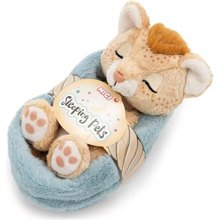 NICI Kuscheltier Löwe 12cm schlafend im blauen Körbchen, braun, weiches Plüschtier zum Kuscheln und Spielen, perfekte Geschenkidee für Kinder und Erwachsene - 62873 – Bild 2