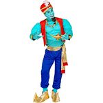 Widmann - Kostüm magischer Genie, Muskelhemd, Weste, Hose, Schärpe, Schuhüberzieher, Turban, Mottoparty, Karneval