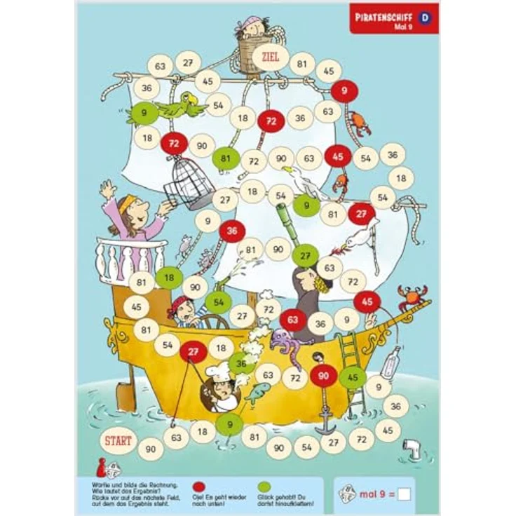 Schubi Lehrmittel Ruckzuck Mathespiele Einmaleins, Lernspiel mit 24 Übungsspielen auf kartonierten Spielplänen (A3) und 2 Zehnerwürfeln – Bild 3