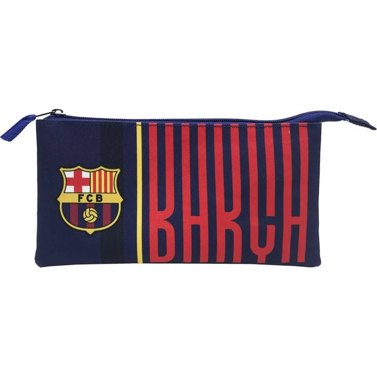 FC Barcelona Dreifach Federmäppchen, 3 Fächer mit Reißverschluss zur optimalen Schreibwaren Organisation