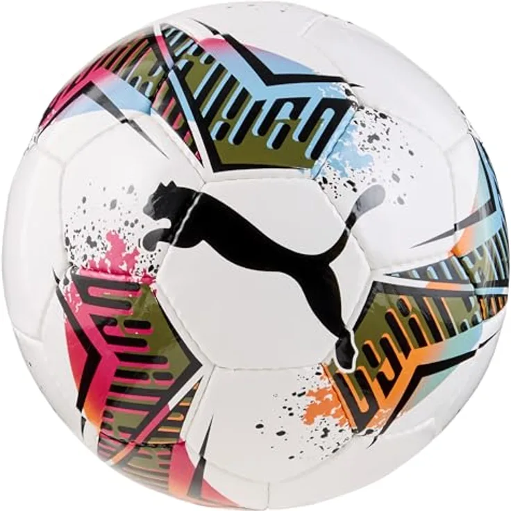PUMA Futsal 2 HS Fußball Unisex, Handgenäht, strapazierfähig, 32 Präzisionspanels, White/Garnet/Rose Dusty/Aqua/Pink/Blue