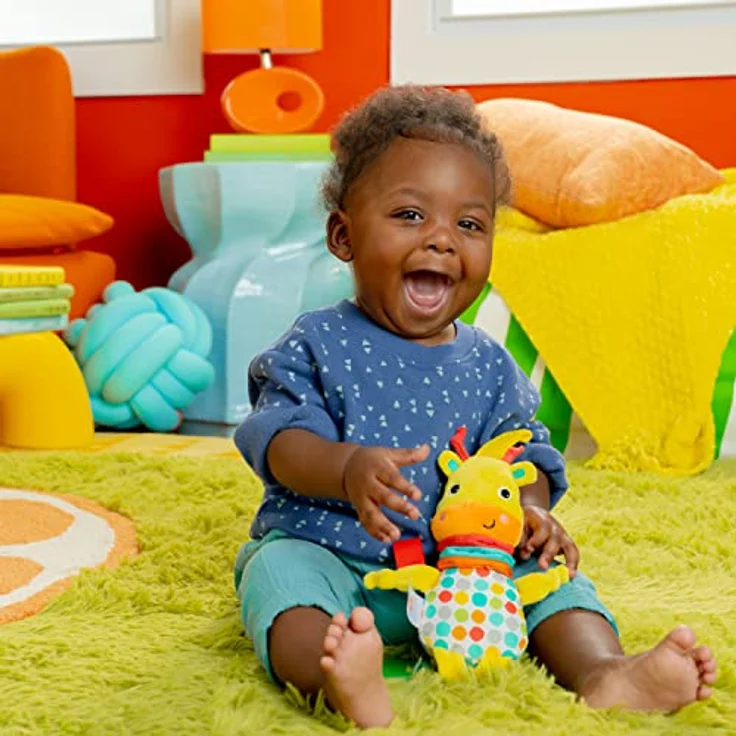 Bright Starts Pull, Play 'n Boogie Plüschgiraffe, erweiterbarer Körper mit fröhlichen Melodien, für Neugeborene und älter – Bild 4