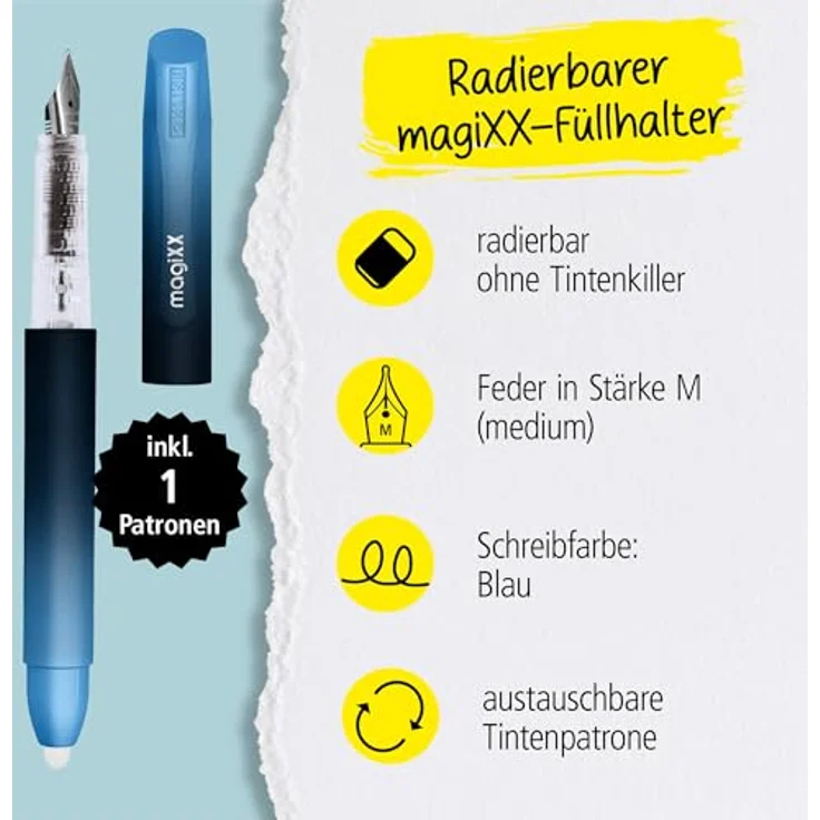 Online Pen magiXX Füllhalter, radierbar mit ergonomischem Griffstück, tiefblau – Bild 2