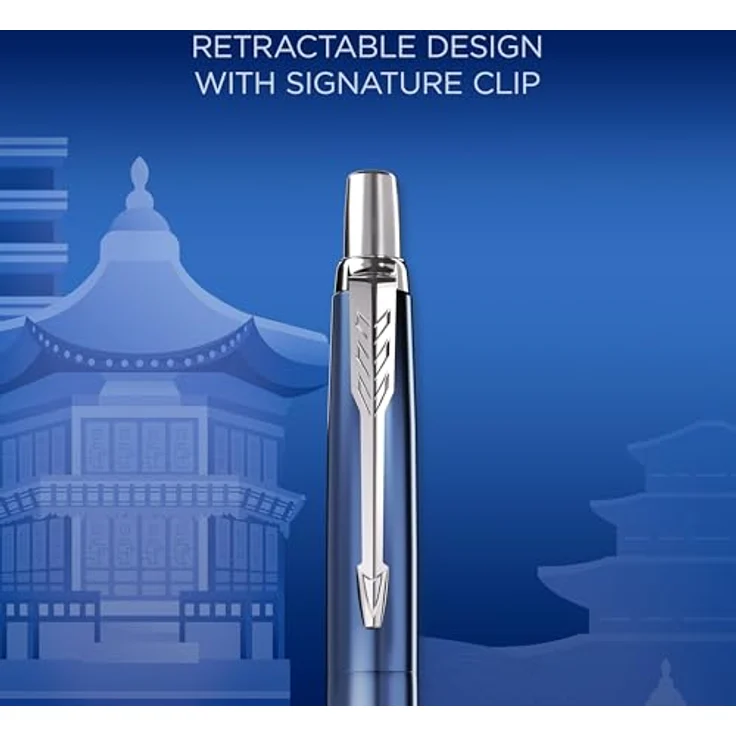 Parker Pen Parker Jotter SE Seoul, Kugelschreiber M in Indigoblau mit Edelstahl-Design und Klickmechanismus – Bild 3
