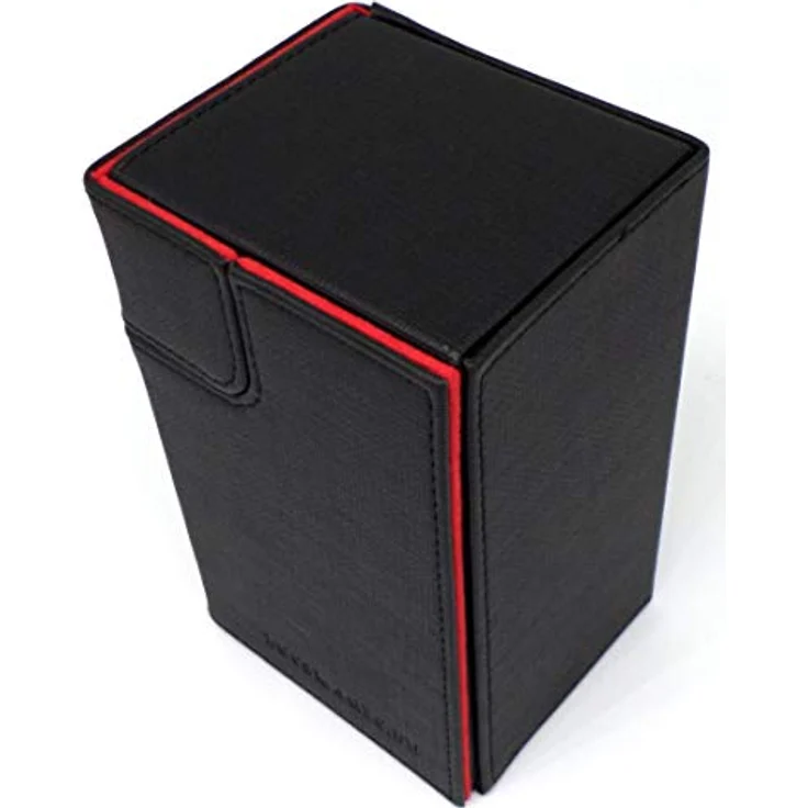 docsmagic. de Premium Magnetic Tray Box (100) Black/Red + Deck Divider - MTG - PKM - YGO - Kartenbox Schwarz/Rot – Bild 3