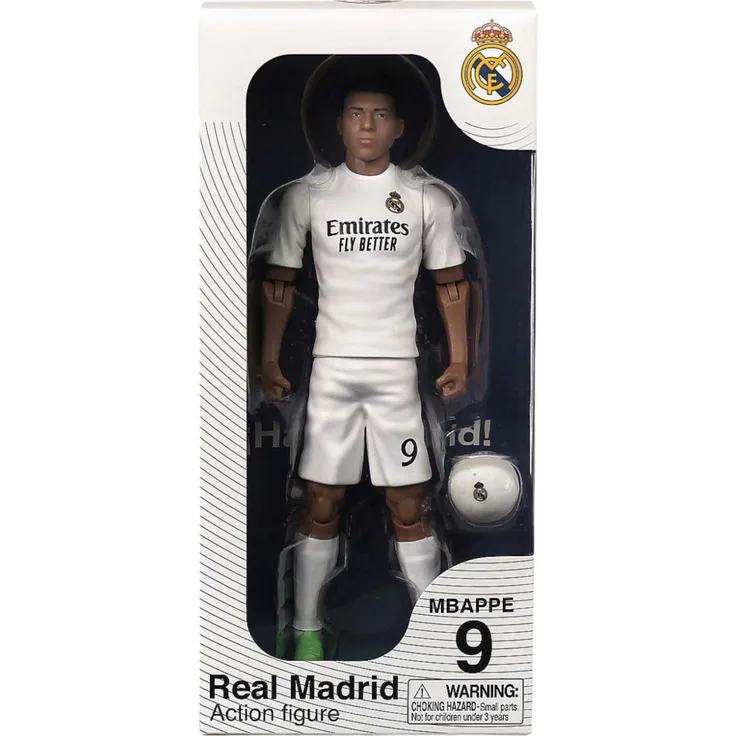 Banbo Toys Real Madrid Mbappe Actionfigur 20cm, detailreiche Sammelfigur in ikonischer Uniform für Fußballfans