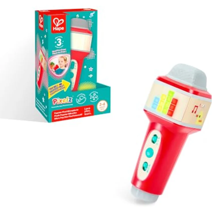 Hape Pixelz Popstar Microphone, Spielzeugmikrofon mit 3 interaktiven Modi und leuchtenden Effekten, für Kinder ab 24 Monaten – Bild 1
